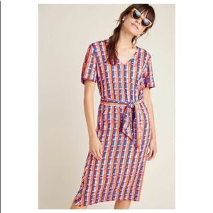 Anthropologie- Aryessa Pattern side slits Dress with tie